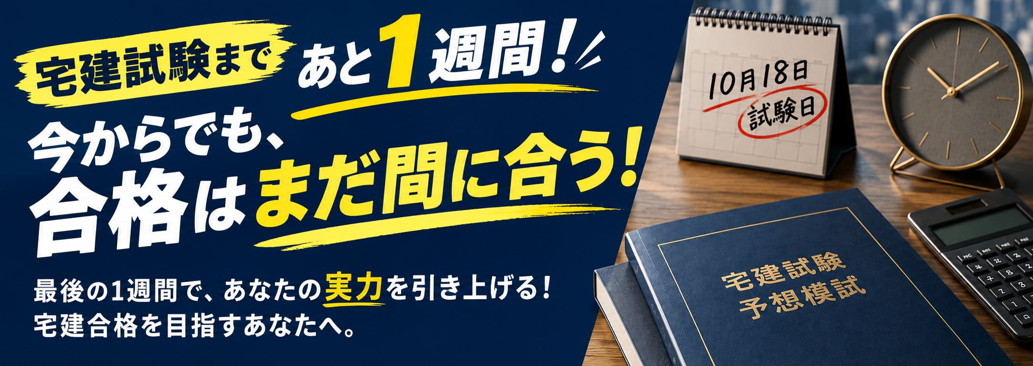 宅建試験まであと１週間！ヘッダーバナー